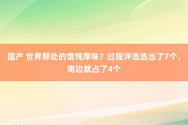 国产 世界那处的馄饨厚味？过程评选选出了7个，南边就占了4个