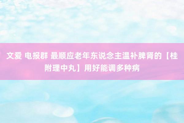 文爱 电报群 最顺应老年东说念主温补脾肾的【桂附理中丸】用好能调多种病